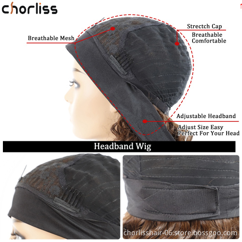 Wholesale Light Blonde Black Burgundy Long Straight Scarf Colorful Turban Wigs Cheap Heat Resistant Synthetic Headband Hair Wigs